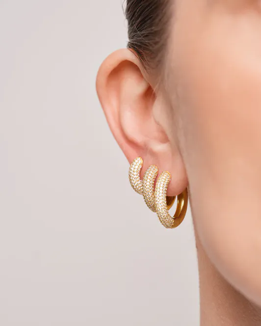 Hovedbilde Philippa Studios Bold Pave Hoops Small Gull 