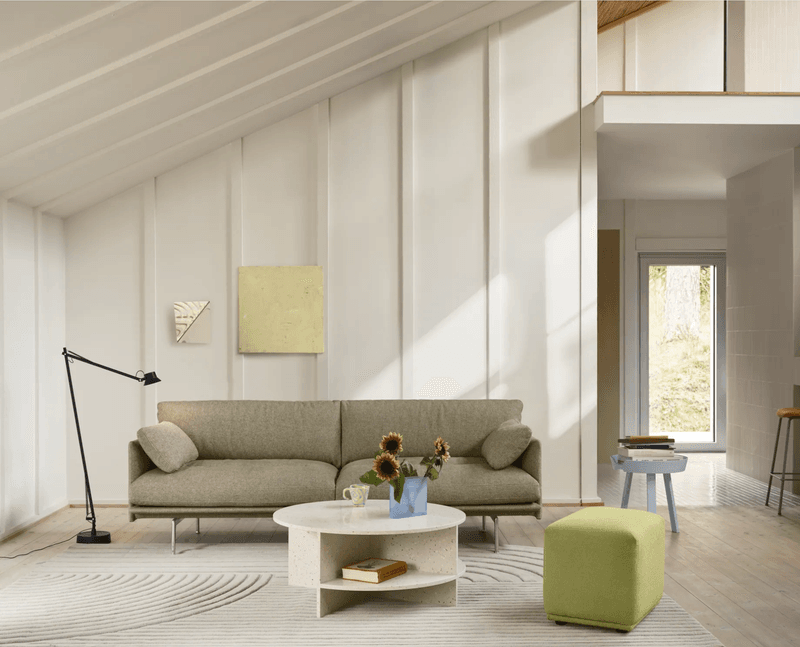 Muuto Outline Soft 3-seter sofa - Clay 15 / Polert Alu