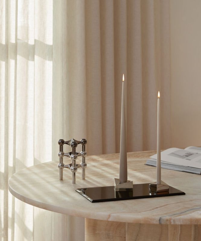Stoff Nagel taper candles - Sand